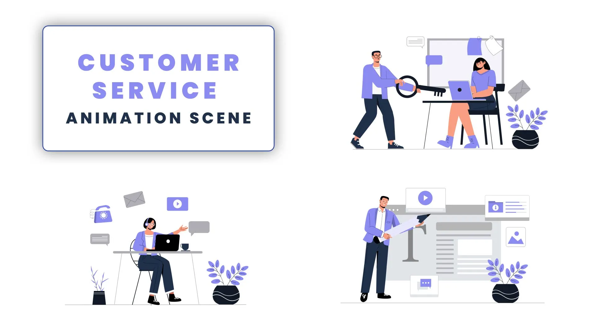 Customer Care Service Character Animation Scene